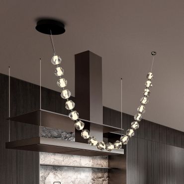 Nova Luce Ifos - hanglamp - 10 x 280 cm - 91W dimbare LED incl. - zandzwart en chroomkleurig metaal
