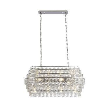 Searchlight Rene - hanglamp - 90 x 30 x 143 cm - chroom en transparant
