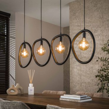 Vico Pebble - hanglamp - 140 x 9 x 150 cm - artic zwart