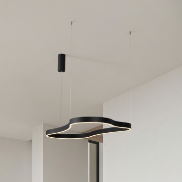 Nova Luce Dussa - hanglamp - 66 x 150 x 120 cm - 61W dimbare LED incl. - zandzwart