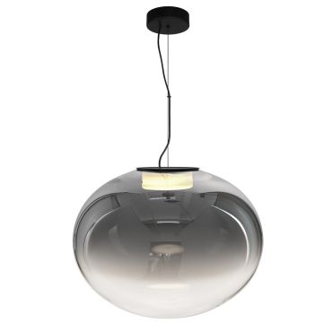 VK Lighting Iori - hanglamp - Ø 50 x 148 cm - 15W LED incl. - zwart en rookgrijs