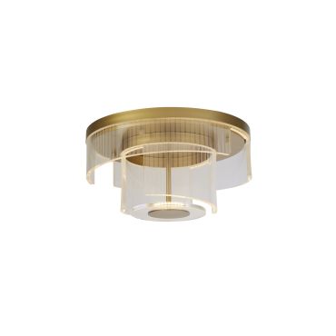 Searchlight Deco - plafondverlichting - Ø 40 x 20 cm - 30W dimbare LED incl. - goud en transparant
