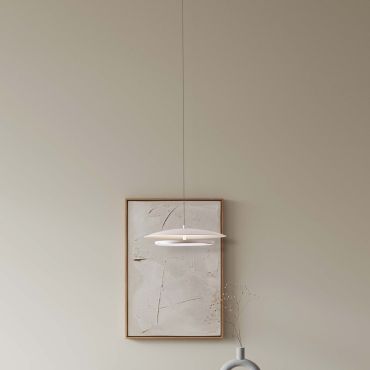 Nova Luce Olos - hanglamp - Ø 35 x 120 cm - 21W dimbare LED incl. - zandwit en chroom spiegel