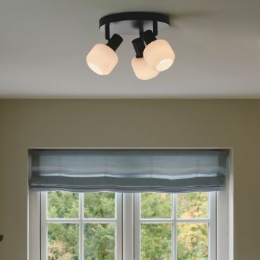 Nordlux Milford - plafondlamp - Ø 25 x 19 cm - zwart met wit