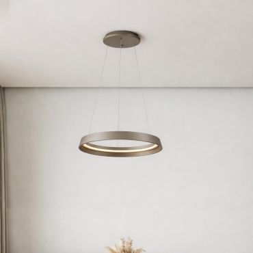 Nova Luce Ormi - hanglamp - Ø 45 x 150 cm - 38W dimbare LED incl. - champagnebruin