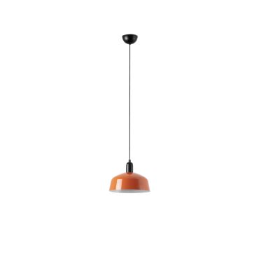 Faro Tatawin M - hanglamp - Ø 25 x 211,5 cm - satijnzwart en glansroodachtigoranje