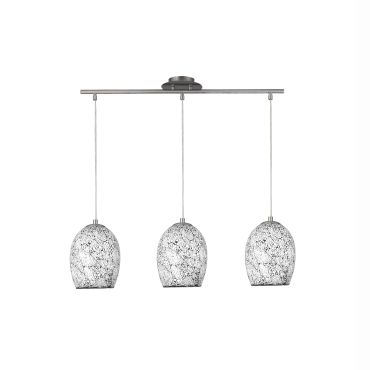 Searchlight Crackle - hanglamp - 75 x 18 x 147 cm - wit craquelé glas