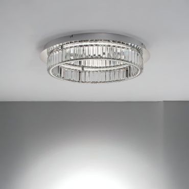 Nova Luce Aurelia - plafondlamp - Ø 60 x 12 cm - 41W dimbare LED incl. - chroom