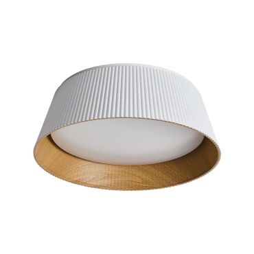 VK Lighting Aelia - plafondlamp - Ø 46 x 15 cm - 30W dimbare LED incl. - wit en hout