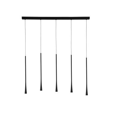 Nova Luce Goccio - hanglamp - 110 x 4,5 x 160 cm - 5 x 7W LED incl. - zwart