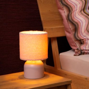 SHOWROOMMODEL - Lucide Woolly - tafellamp - Ø 16 x 28 cm - roze