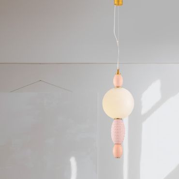 Nova Luce Obrie - hanglamp - Ø 20 x 180 cm - 12W LED incl. - messing goud, oranje en roze