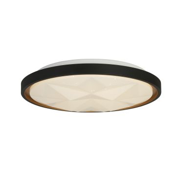Searchlight Satellite - plafondverlichting met afstandsbediening - Ø 42 x 6 cm - 24W dimbare LED incl. - zwart en goud