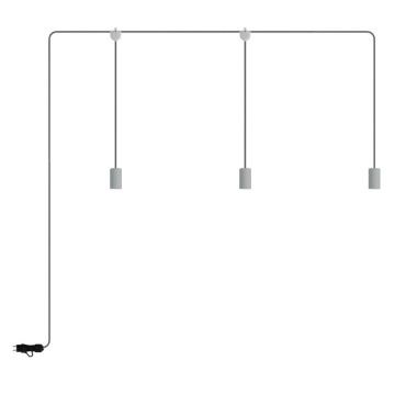 Creative Cables Eiva E-snake - draagbare lichtslinger -  2,7 meter totale lengte - 3 x Eiva 3-way E27 fitting met siliconen kabelhouder - IP65 - gletsjer grijs