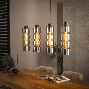 Vico Cylinder Glass - hanglamp - 105 x 12 x 150 cm - zwart