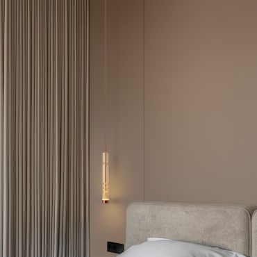 Nova Luce Bento - hanglamp - Ø 8 x 180 cm - 12W LED incl. - messing goud en cognacglas