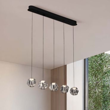 Nova Luce Ifos - hanglamp - 10 x 150 x 84 cm - 25W dimbare LED incl. - zandzwart en chroomkleurig metaal