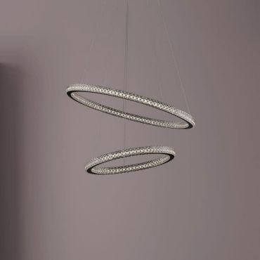 Nova Luce Ginevra - hanglamp - Ø 60,5 x 120 cm - 54W dimbare LED incl. - zandzwart