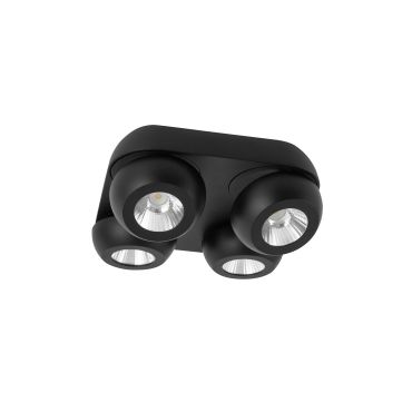 Nova Luce Gon - opbouwspot 4L - 25 x 25 x 9 cm - 4 x 5W LED incl. - zandzwart