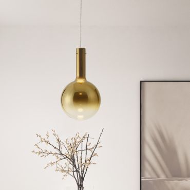 Nova Luce Nostos - hanglamp - Ø 25 x 170 cm - 6W dimbare LED incl. - champagnegoud