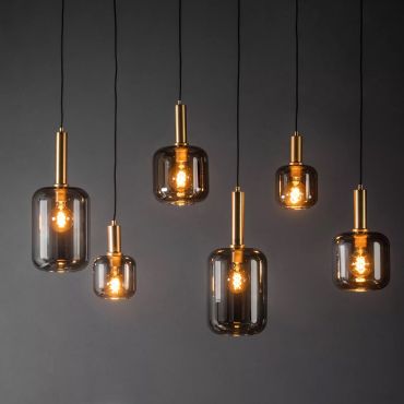 Lucide Joanet - Hanglamp 6L - 130 x 30 x 190 cm - Fumé