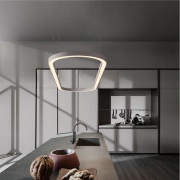 Nova Luce Cuppe - hanglamp - Ø 120 x 200 x 35 cm - 58W dimbare LED incl. - zandwit