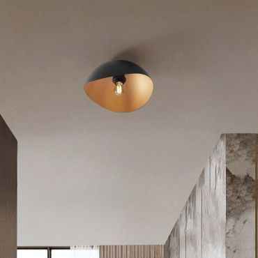Nova Luce Opsi - plafondlamp - Ø 30 x 15 cm - zandzwart en goud