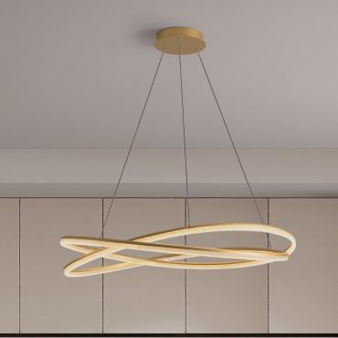 Nova Luce Ofelia - hanglamp met afstandsbediening - Ø 95 x 150 cm - 68W dimbare LED incl. - messing goud