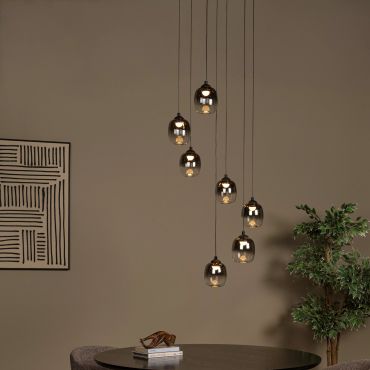 Lucide Tamino - hanglamp - Ø 52 x 186 cm - 7 x 7W dimbare LED incl. - zwart