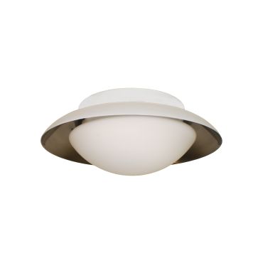 Artdelight Mush - badkamer plafondverlichting - Ø 25 x 9 cm - 10W LED incl. - IP44 - wit en staal