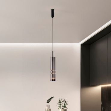 Nova Luce Bento - hanglamp - Ø 8 x 180 cm - 12W LED incl. - mat zwart en licht rokerig grijs