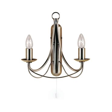 Searchlight Maypole - wandverlichting met trekschakelaar - 31 x 31 cm - antiek messing