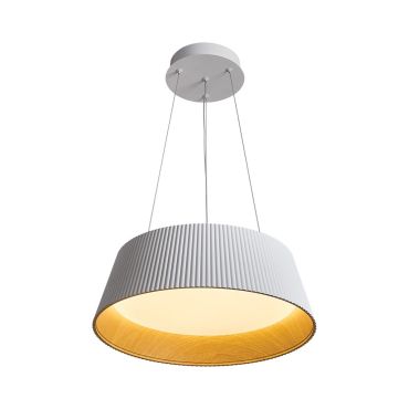 VK Lighting Aelia - hanglamp - Ø 46 x 150 cm - 30W dimbare LED incl. - wit en hout