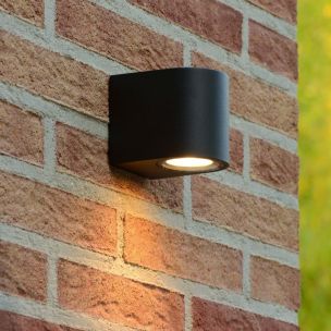 Lucide Zora Round - buiten wandlamp  - 6,5 x 9 x 7,9 cm - 5W dimbare LED incl. - IP44 - zwart