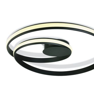 ONE Light Swirl - plafondverlichting - Ø 58 x 9,5 cm - 30W LED incl. - zwart