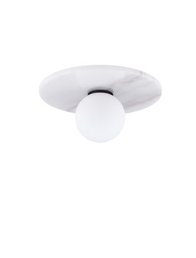Nova Luce Idor - plafondlamp - Ø 30 x 15,5 cm - wit marmer en opaalglas