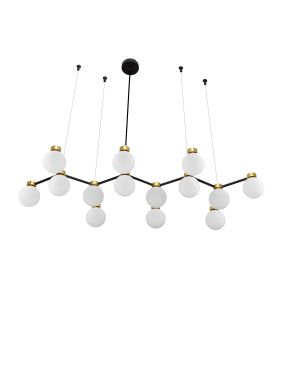 Nova Luce Ovalino - hanglamp - 107 x 157 x 47 cm - satijn goud, mat zwart en wit opaal