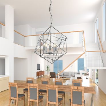Searchlight Cube - luster - Ø 55 x 150 cm - chroom