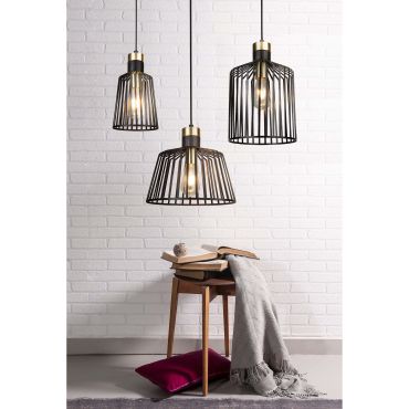 Searchlight Bird Cage - hanglamp - Ø 30 x 150 cm - mat zwart