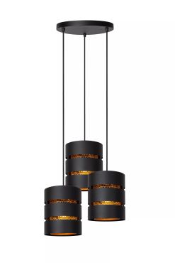 Lucide Rosas - hanglamp 3L - Ø 43 x 165 cm - zwart en messing