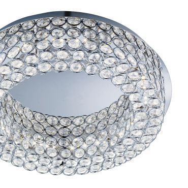 Searchlight Vesta - plafondverlichting - Ø 39,5 x 10 cm - 22W dimbare LED incl. - chroom