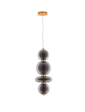 Nova Luce Navi - hanglamp - 17 x 22 x 200 cm - 20W LED incl. - messing goud en rookgrijs