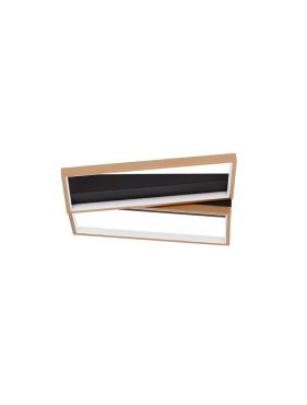 Nova Luce Elize - plafondlamp - 43,2 x 35 x 8 cm - 28W dimbare LED incl. - zwart en goud