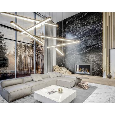 Maxlight Trio - hanglamp - 10 x 3,6 x 150 cm - 3 x 12W dimbare LED incl. - zwart
