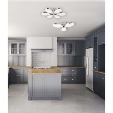 Searchlight Lori - plafondverlichting - Ø 44 x 9 cm - 24W dimbare LED incl. - chroom en wit