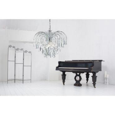 Searchlight Waterfall - hanglamp - Ø 53 x 98 cm - chroom en transparant
