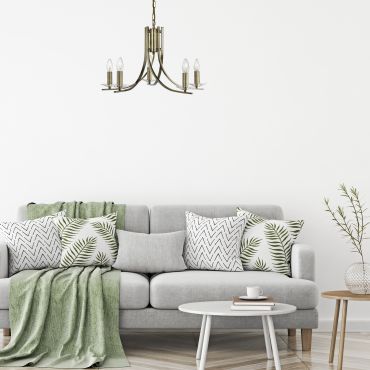 Searchlight Ascona - luster - Ø 62 x 90 cm - antiek messing