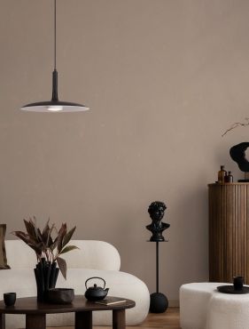 Nova Luce Lisi - hanglamp - Ø 33 x 180 cm - 12W LED incl. - mat zwart