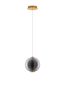 Nova Luce Navi - hanglamp - Ø 22 x 200 cm - 8W LED incl. - messing goud en rookgrijs