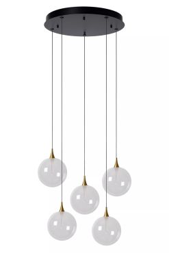 Lucide Gisela - hanglamp - Ø 48 x 150 cm - 5 x 3,8W  dimbare LED incl. - transparant